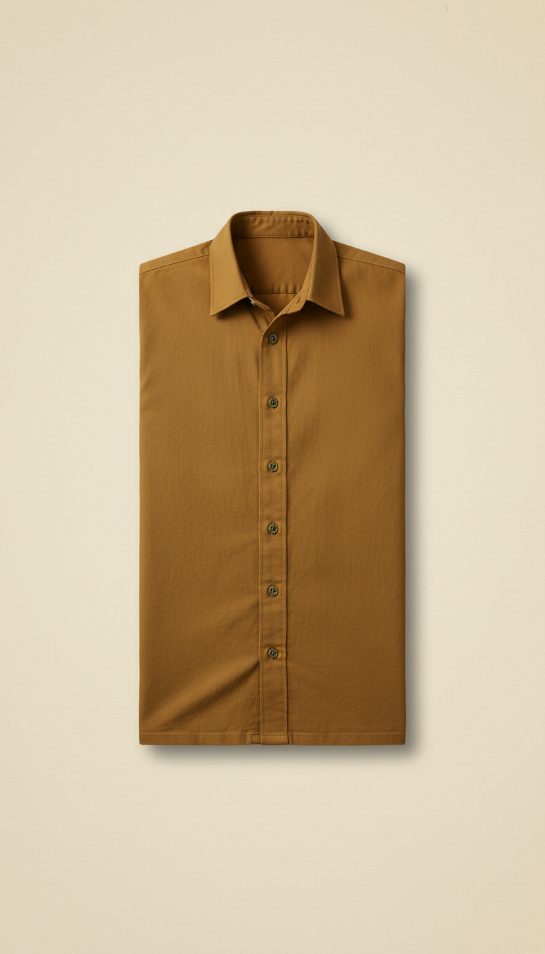 Cotton uniform shirt in ochre